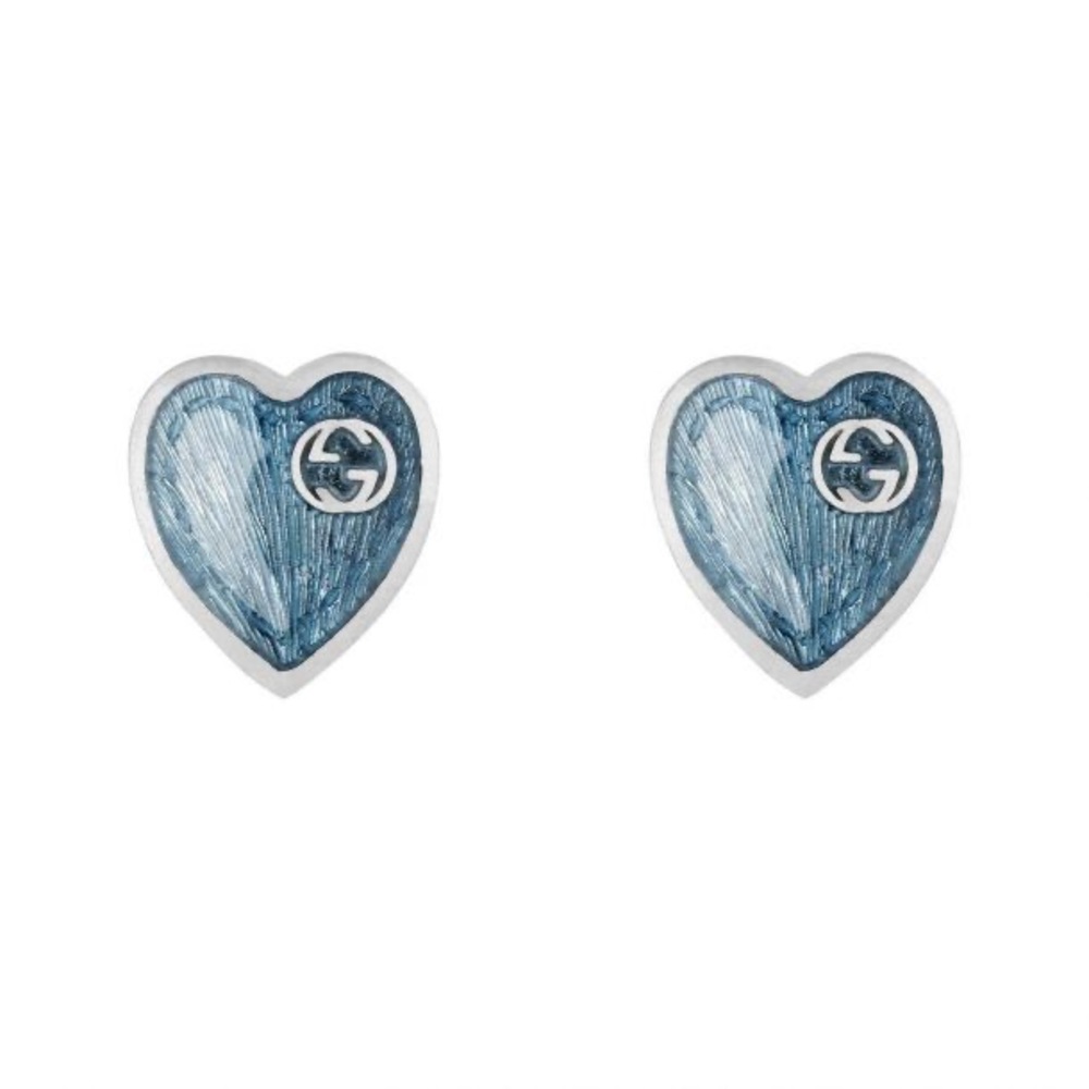 Sterling Silver Heart GG Stud Earrings